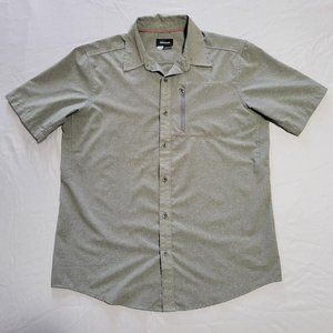 Marmot Grey Quick Dry Short Sleeve Button Down Zip Pocket Shirt - Men's Large L